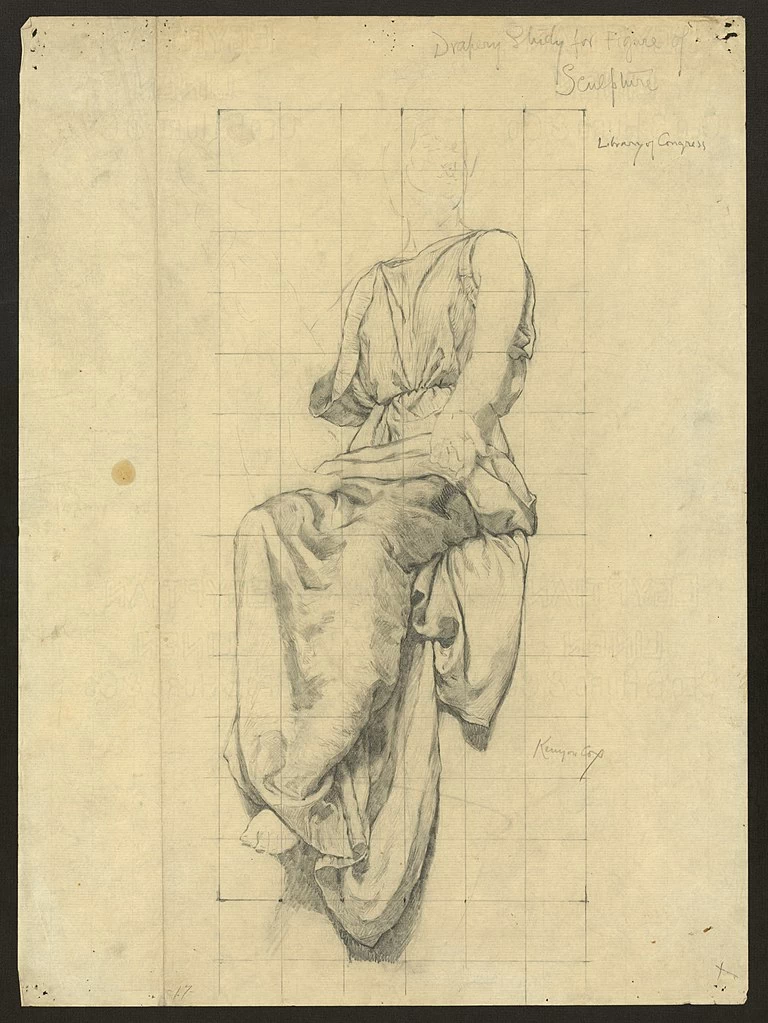 Studio di drappeggio per la figura della scultura - Thomas Jefferson Building
